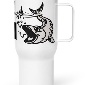 Happy Hookin Reisebecher mit Griff Fisch am Haken Design Tolles Geschenk für Papa Vatertag Fischer Praktisch und langlebig Hält Getränke heiß oder kalt