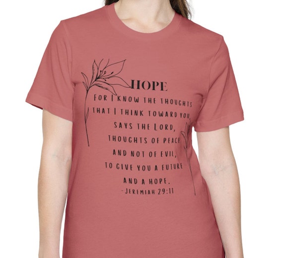 Christian Bible Verse Shirt Jeremiah 29 11 Hope God Tee Christian Bible Verse Shirt Jeremiah 29 11 Hope God Tee