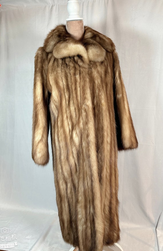 Golden Brown Fur Coat, Stone Marten Sable Fur, Si… - image 1