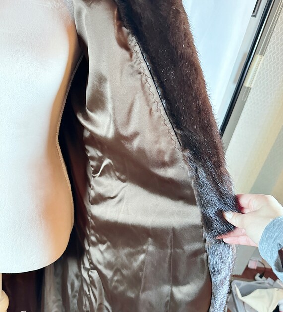 Mahogany Mink Fur Coat with Hood, Female Mink, Fu… - image 7
