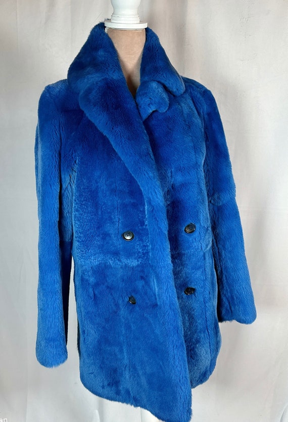 Maje Fur Coat Blue Rabit Fur Coat, Size Small, Wom