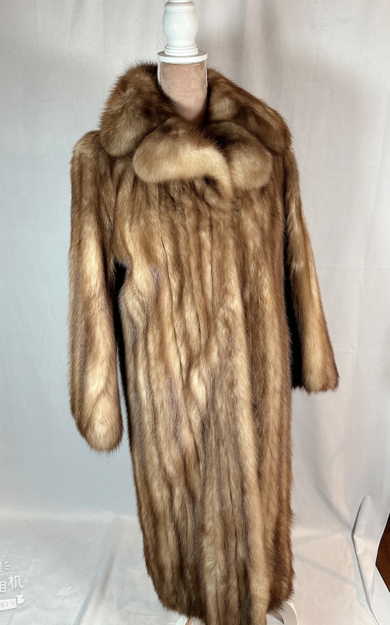 Golden Brown Fur Coat, Stone Marten Sable Fur, Si… - image 7