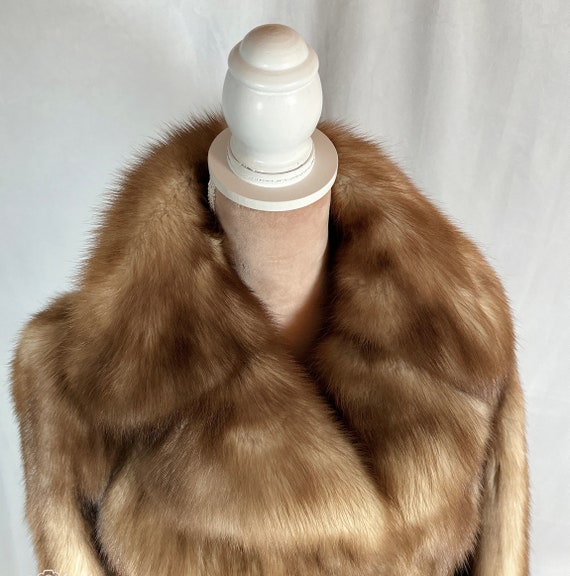 Golden Brown Fur Coat, Stone Marten Sable Fur, Si… - image 5