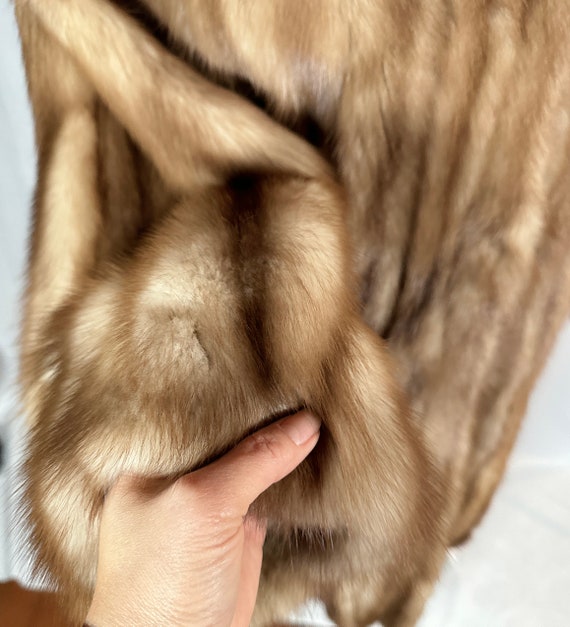 Golden Brown Fur Coat, Stone Marten Sable Fur, Si… - image 6