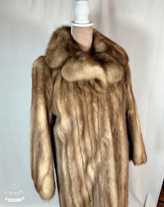 Golden Brown Fur Coat, Stone Marten Sable Fur, Si… - image 2