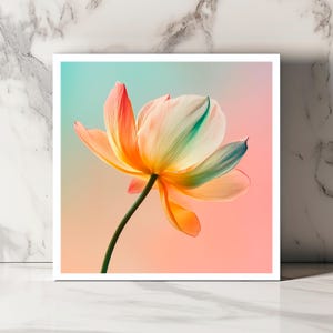 Carte Fleur Dégradé Pastel, Carte Florale Artistique, Carte Botanique Moderne, Carte Nature Inspirée, Carte Élégante Fleur