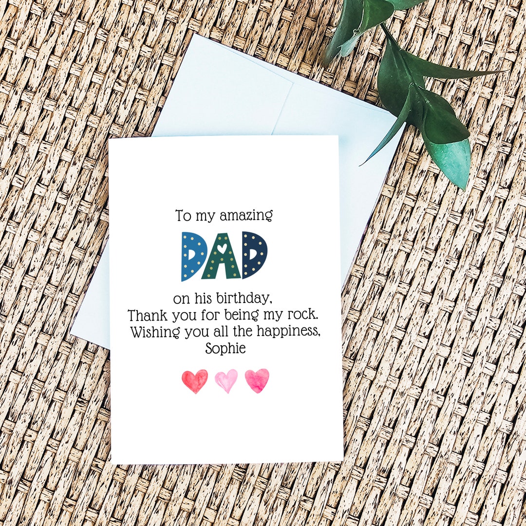 Dad Card Personalized Dad Birthday Card, Custom Birthday Card for Father ...
