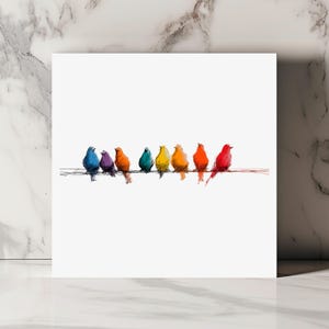 Carte de souhaits minimaliste oiseaux sauvages outardes colorées illustration nature art simple pour anniversaire ou toute occasion