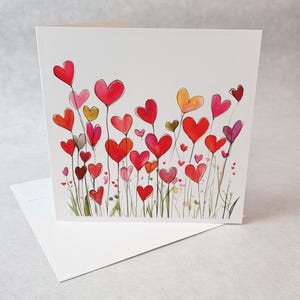 Watercolor Heart Card, Valentine’s Day Love Card, Romantic Anniversary Card, Wedding Greeting Card, Love Gift Card