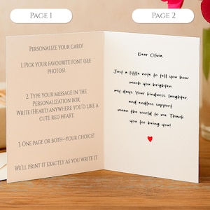 a card with a message inside of it on a table