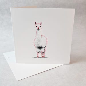 Funny Alpaca Greeting Card Minimalist Animal Illustration Cute Llama Design for Birthday Friendship or Any Occasion
