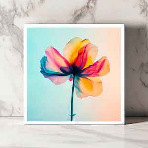 Carte Fleur Dégradé Multicolore, Carte Florale Artistique Vibrante, Carte Botanique Moderne, Carte Nature Inspirée, Carte Élégante Fleur