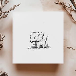 Carte Éléphant Dessin Minimaliste Carte Bébé Éléphant Noir et Blanc Carte Mignonne