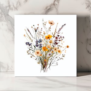 Wildblumen Blumenstrauß Karte Botanische Kunst Blumen Grußkarte Bunte Wiesenblumen Geburtstagskarte Natur Inspiriert Briefpapier