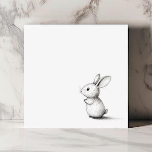 Carte Lapin Dessin Minimaliste Carte Lapin Noir et Blanc Carte Mignonne Animal Enfant