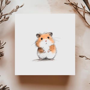 Cute Hamster Card Minimalist Animal Illustration Greeting for Birthday Friendship Love Occasion