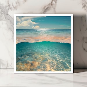 Carte Océan Tropical Carte Eau Cristalline Carte Paradis Côtier Carte Plage Blanche Carte Été Unique Carte Amoureux de l’Océan