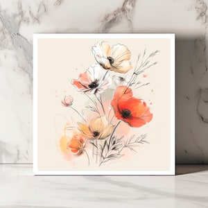 Carte de Vœux Florale Élégante - Fleur Beige Subtile, Parfaite pour Toute Occasion