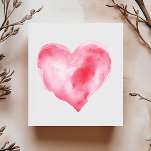 Carte Cœur Aquarelle, Carte Amour Minimaliste, Carte Saint-Valentin, Carte Anniversaire Romantique, Carte Mariage