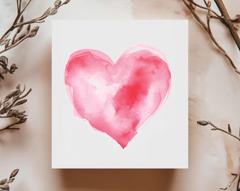Watercolor Heart Card, Minimalist Love Card, Romantic Valentine’s Card, Anniversary Card, Wedding Greeting Card