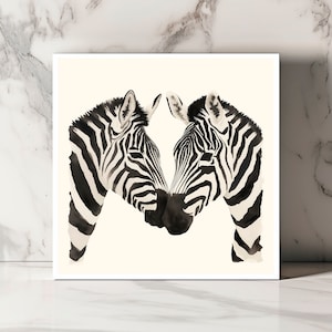 Carte de Vœux Tendresse de Zèbres - Illustration Sauvage Élégante avec Finition Brillante - Parfaite pour Toutes Occasions - Enveloppe