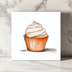 Carte de Vœux Gourmande Cupcake, Illustration Pâtisserie, Douceur Aquarelle
