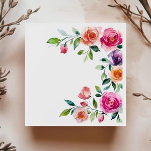 Carte de souhaits fleurs aquarelle, carte de voeux florale élégante, carte minimaliste colorée