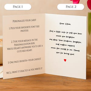 a card with a message inside of it on a table