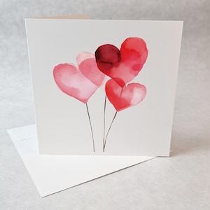 Carte Cœurs Aquarelle, Carte Saint-Valentin, Carte Amour Romantique, Carte Anniversaire Couple, Carte Mariage