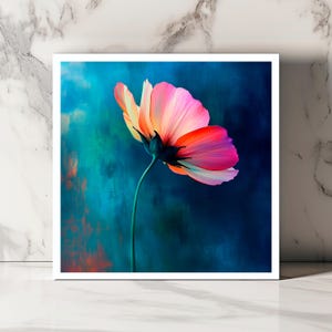 Carte Fleur Dégradé Vibrante, Carte Florale Artistique, Carte Botanique Moderne, Carte Élégante Nature, Carte Fleur Multicolore