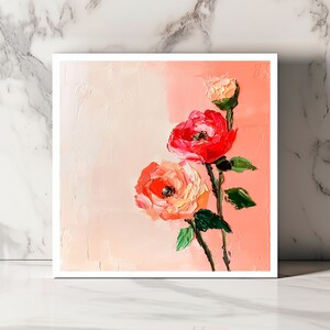 Carte Rose, Carte Florale Anniversaire, Carte Mariage Romantique, Carte Fête des Mères, Carte Fleur