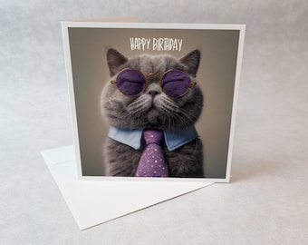 Funny cat birthday card I licked it so it's mine humor card for men women coworkers friends unique and original greeting card