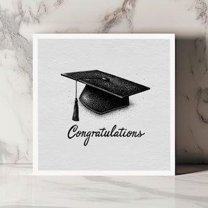 Carte félicitations graduation chapeau noir illustration minimaliste moderne carte étudiant finissant école secondaire université