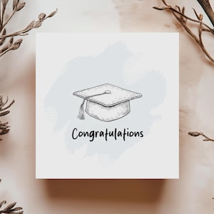 Carte graduation chapeau blanc illustration minimaliste carte félicitations finissants réussite école secondaire collège université