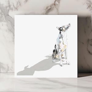 Carte chien colley assis regardant en haut illustration minimaliste carte artistique douce pour anniversaire ou toute occasion spéciale