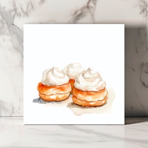 Biglietto di auguri per buongustai, arte di pasta sfoglia, illustrazione di dolcetti, biglietto d'arte alimentare vuoto, cancelleria per dolciumi, regalo per amanti dei dessert