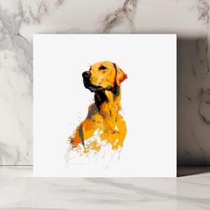 Carte chien golden retriever illustration minimaliste peinture colorée carte de souhait pour anniversaire ou toute occasion