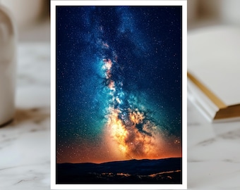Tarjeta del Universo de la Vía Láctea, Tarjeta de Arte de la Noche Estrellada, Tarjeta de Cumpleaños Cósmica, Tarjeta de Felicitación Celestial, Tarjeta del Espacio Galáctico