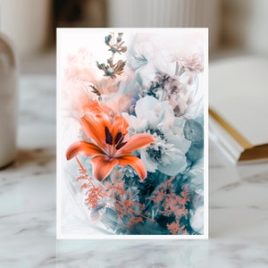Carte de Vœux Lys Vibrant - Aquarelle Florale, Occasions Spéciales, Vierge pour Messages Personnels