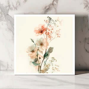 Carte de Vœux Florale Aquarelle, Bouquet Doux Pastel, Parfaite pour les Occasions Spéciales et les Mots Doux