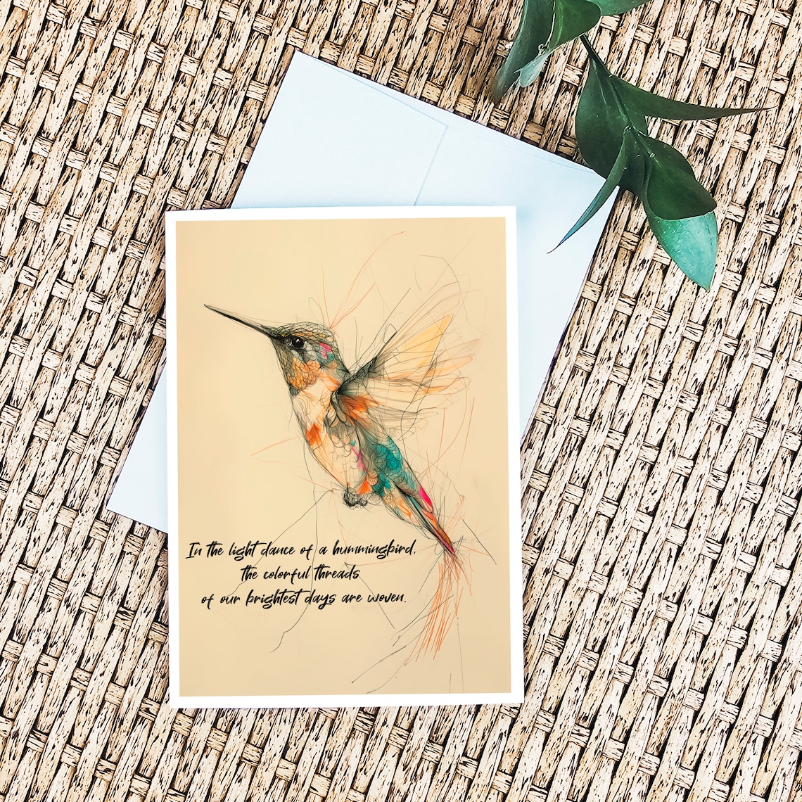Whimsy Hummingbird Whimsical Hummingbird Greeting Card Inspirational Poetry Quote Birthday ...