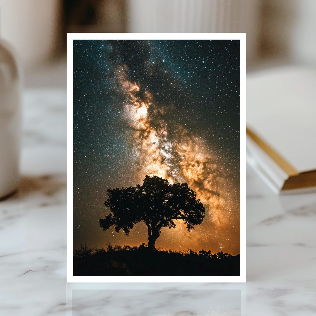 Galaxy Universe Card, Milky Way Art Card, Starry Night Greeting Card ...