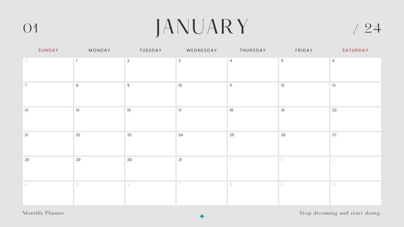 Editable 2024 Calendar Canva Template Etsy