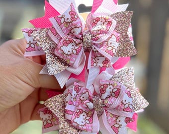 Two Kitty Pigtails Bows