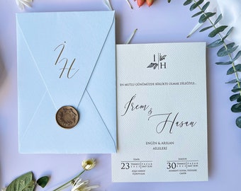 Blue Envelope Wedding Invitation, Elegant Event Invitation, Unique Invite, Modern Wedding, Simple Wedding Invitation Card