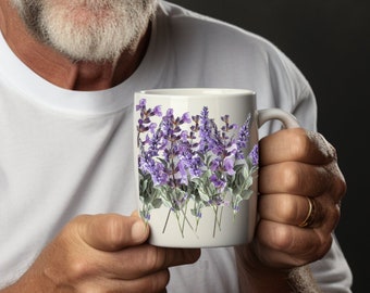 Lavender Flower Ceramic Coffee Mug - 11oz