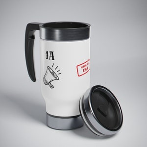 1A & 2A made in the USA Stainless Steel Travel Mug with Handle, 14oz
