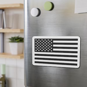 Imanes troquelados con la bandera estadounidense en blanco y negro, regalo para él o ella, imán para refrigerador
