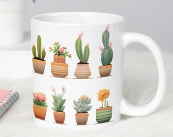 Potted Cactus Mug, Cactus Coffee Mug, Cactus Lover Gift, Succulent Mug, Gift for Her, Housewarming, Birthday, Cacti Lover Gift, Cacti Decor