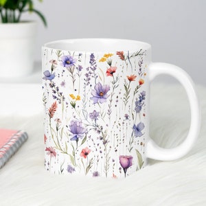 Dainty Wildflower Mug, Floral Mugs, Beautiful Flower Mugs, Flower Lover Mugs, Gifts for Her, Gifts for Girlfriend, Gifts for Wife, Plant Mug